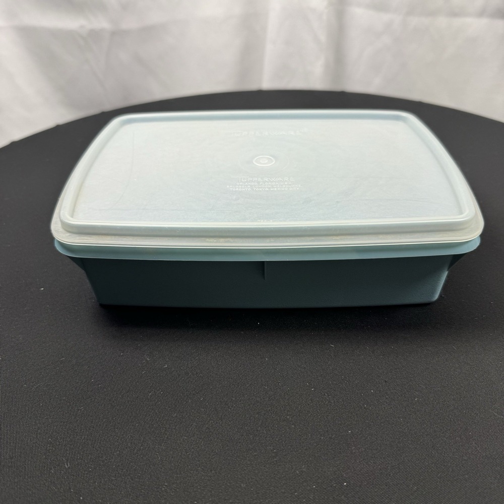 Tupperware Tuppercraft #767 Stow N Go Organizer Blue W/ Lid U.S.A